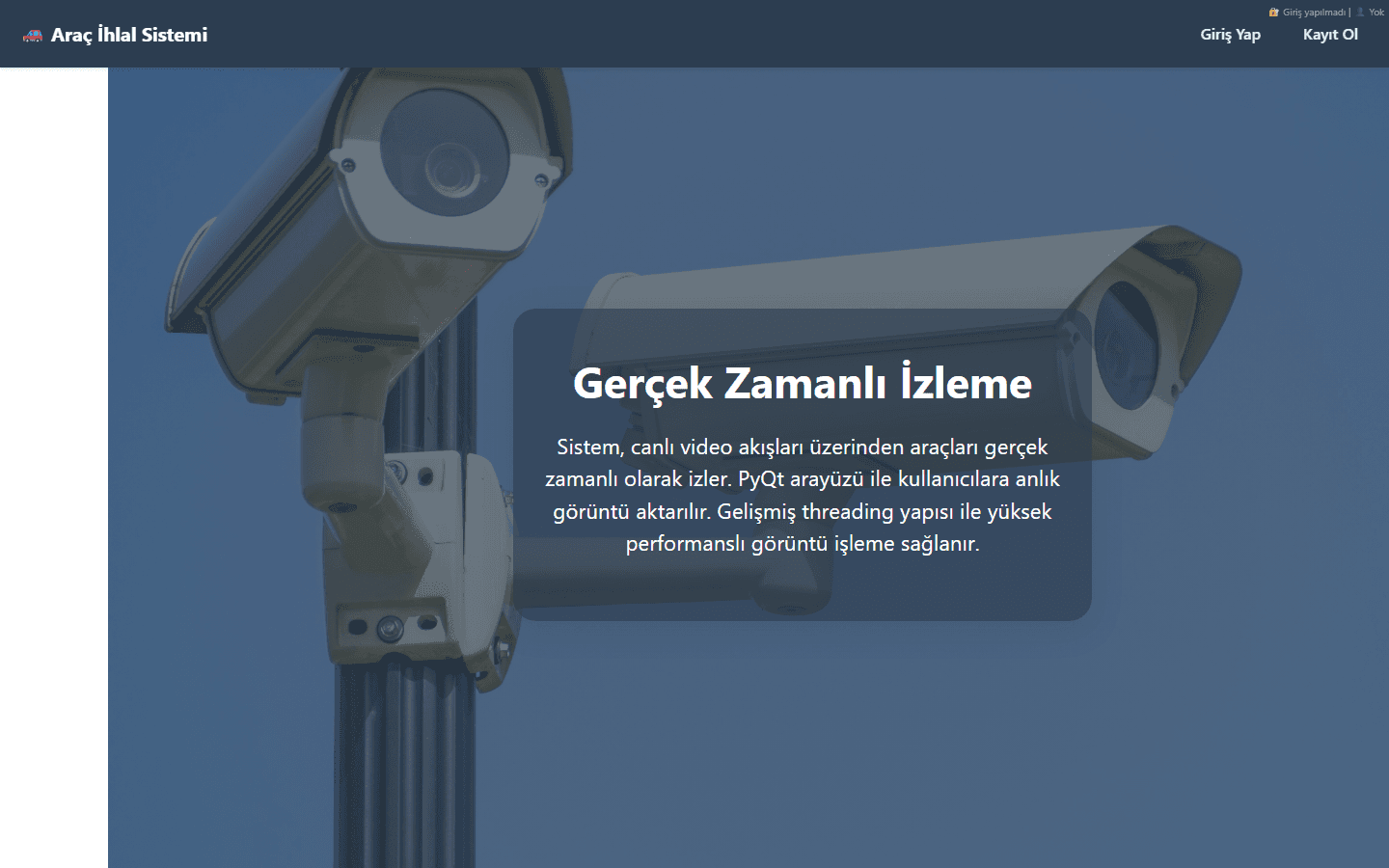 Şerit ihlal sistemi web arayüzü